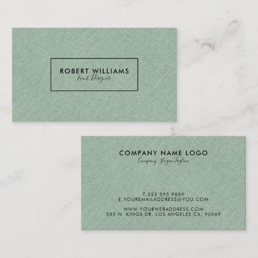 Lichte munt-groene faux linnen achtergrond visitekaartje (Voorkant / Achterkant)
