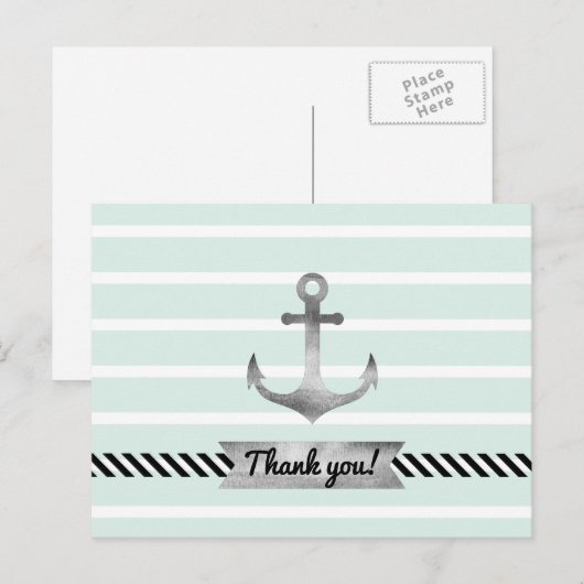 Lichte Munt Waterverf Anker Persoonlijke Tekst Briefkaart (Voorkant / Achterkant)