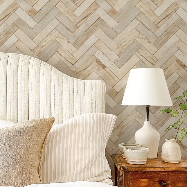 Lichte neutrale Heringbone Chevron Behang (Creator heeft geüpload)