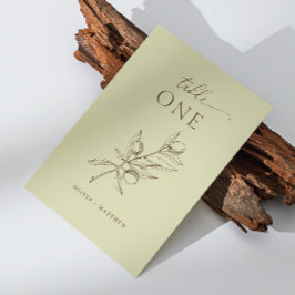 Lichte olijfgroene botanische mediterrane bruiloft kaart