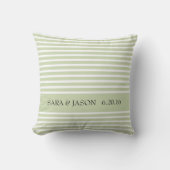 Lichte olijfkleurige strepen bruiloft kussen (Voorkant)