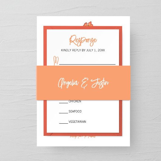 Lichte Oranje minimalistische bruiloft Uitnodigingen Wikkel