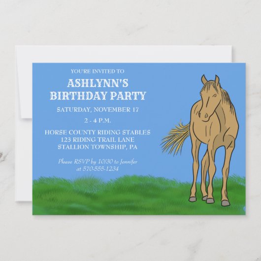 Lichte orrel Brown Horse Birthday Party Kaart (Voorkant)