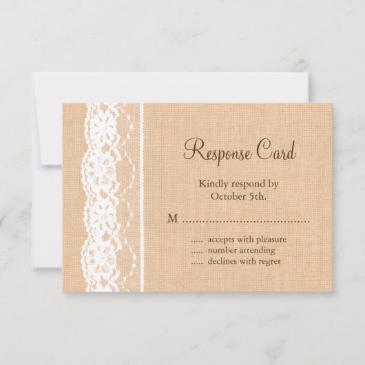 Lichte overlapping en Lace RSVP Kaartje (Voorkant)