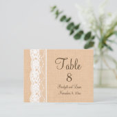 Lichte overlapping en Lace Table Number Briefkaart (Staand voorkant)