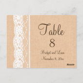 Lichte overlapping en Lace Table Number Briefkaart (Achterkant)