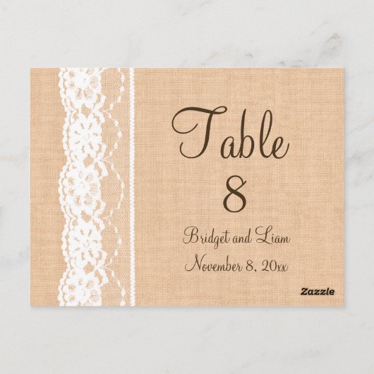 Lichte overlapping en  Lace Table Number Briefkaart (Achterkant)