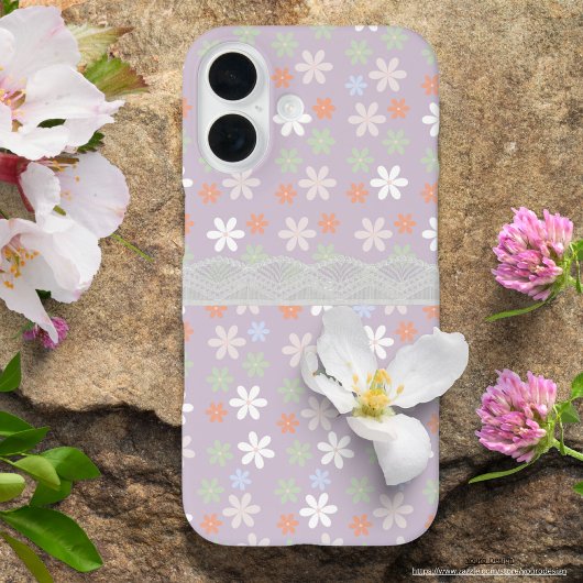 Lichte paarse achtergrond met kant Bloomy patroon Case-Mate iPhone Case