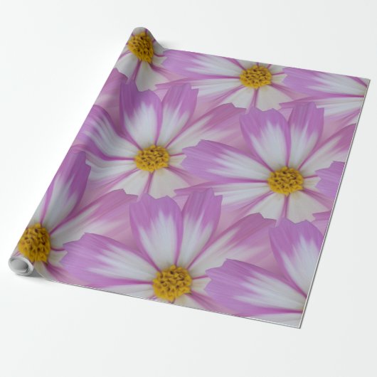Lichte paarse bloem cadeaupapier (Uitgerold)