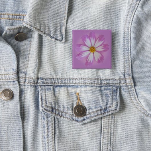 Lichte paarse bloem vierkante button 5,1 cm (In situ)