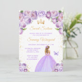 Lichte Paarse Blonde Hair Princess Sweet Sixteen Kaart (Staand voorkant)