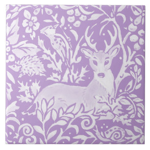 Lichte Paarse Deer Bird Hedegel Woodland Natuur Tegeltje