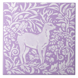 Lichte Paarse Deer Buck Bird Floral Woodland Natuu Tegeltje