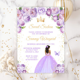 Lichte Paarse Donkere Huid Princess Sweet Sixteen Kaart
