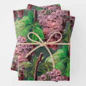  lichte Paarse druiven en wijnstokken op groen Inpakpapier Vel (In situ)