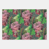  lichte Paarse druiven en wijnstokken op groen Inpakpapier Vel (Voorkant)