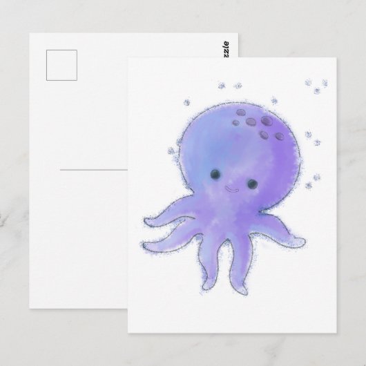 Lichte Paarse en blauwe Schattigee octopus Waterve Briefkaart (Voorkant / Achterkant)
