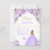 Lichte Paarse en goudblonde haarprinses RSVP Kaartje (Voorkant)