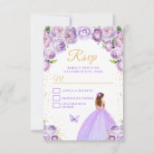 Lichte Paarse en goudbruine haarprinses RSVP Kaartje (Voorkant)