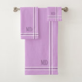 Lichte Paarse en witte gestreepte aangepaste Initi Bad Handdoek (Insitu)