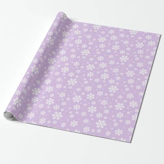 Lichte Paarse en witte kerstsnowflakes Cadeaupapier (Uitgerold)