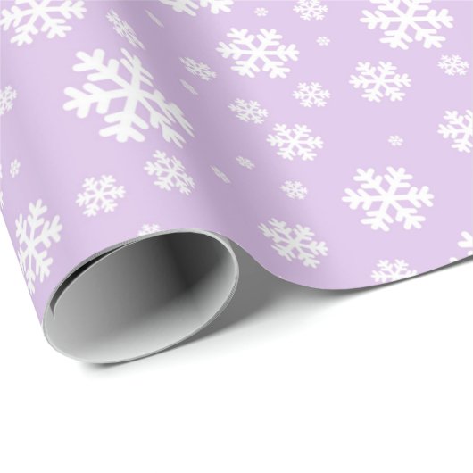 Lichte Paarse en witte kerstsnowflakes Cadeaupapier (Rol Hoek)