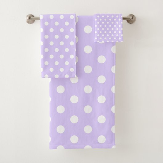 Lichte Paarse en witte Polka Dot Bad Handdoek (Insitu)