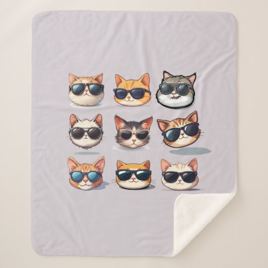 Lichte Paarse Feline Frenzy cat Sherpa Blanket Deken (Voorkant)
