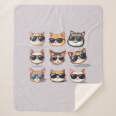 Lichte Paarse Feline Frenzy cat Sherpa Blanket Sherpa Deken (Voorkant)