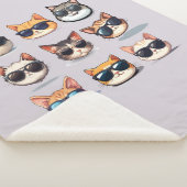 Lichte Paarse Feline Frenzy cat Sherpa Blanket Sherpa Deken (3/4)