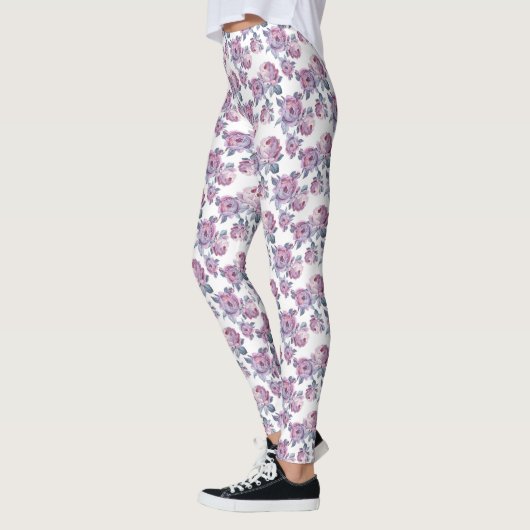 Lichte Paarse Florale Leggings voor vrouwen (Links)