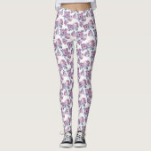 Lichte Paarse Florale Leggings voor vrouwen (Voorkant)