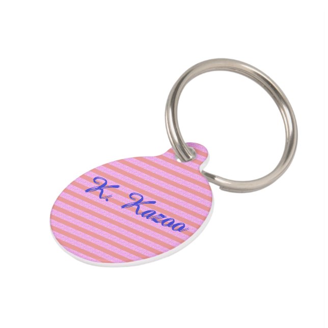 Lichte Paarse geometrische strepen Huisdierpenning (Zijkant)