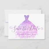 Lichte Paarse Glitter Chic Dress Sweet 16 Verjaard Save The Date (Voorkant)