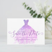 Lichte Paarse Glitter Chic Dress Sweet 16 Verjaard Save The Date (Staand voorkant)