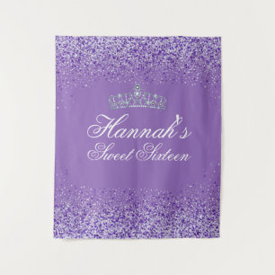 Lichte Paarse glitter Sweet 16 achtergrond Wandkleed