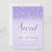 Lichte Paarse glitter, Sweet 16 Uitnodigingen (Voorkant)