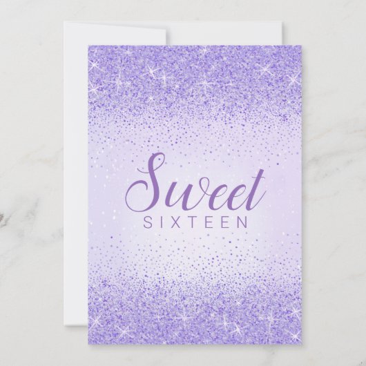 Lichte Paarse glitter, Sweet 16 Uitnodigingen (Achterkant)