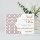 Lichte Paarse Gold Moroccan Weddenrackkaarten RSVP Kaartje (Staand voorkant)
