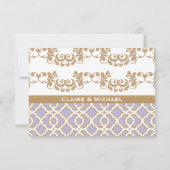 Lichte Paarse Gold Moroccan Weddenrackkaarten RSVP Kaartje (Achterkant)