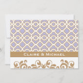 Lichte Paarse gouden Marokkaanse koppels bruiloft Kaart (Achterkant)