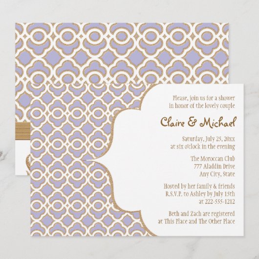 Lichte Paarse gouden Marokkaanse koppels bruiloft Kaart (Voorkant / Achterkant)