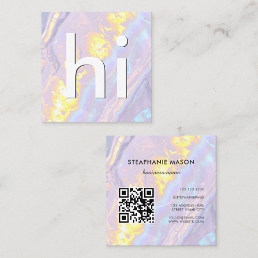 Lichte Paarse holografische QR-code Contactkaartje (Voorkant / Achterkant)