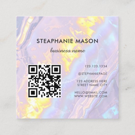 Lichte Paarse holografische QR-code Contactkaartje (Achterkant)