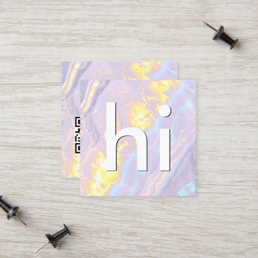 Lichte Paarse holografische QR-code Contactkaartje (Voorkant / Achterkant in situ)