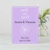 Lichte paarse kleur en witte pioenen. save the date (Staand voorkant)