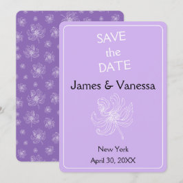Lichte paarse kleur en witte pioenen. save the date