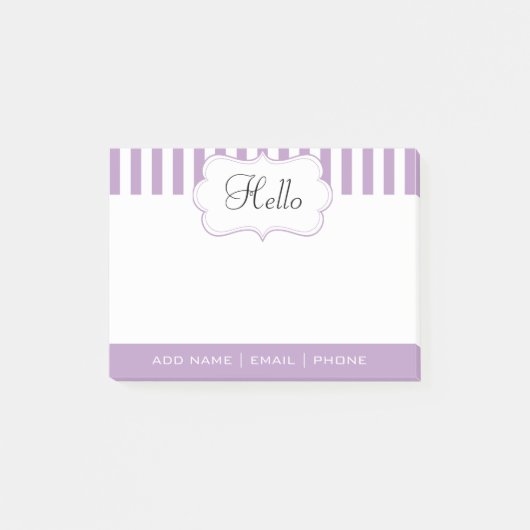 Lichte Paarse lavendel stripes - DY-tekst Post-it® Notes (Voorkant)