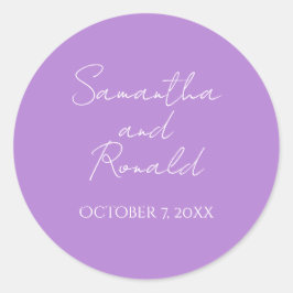 Lichte Paarse minimalistische kalligrafie bruiloft Ronde Sticker