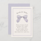 Lichte Paarse Plaid Bow Elegant Baby shower Informatiekaartje (Voorkant / Achterkant)